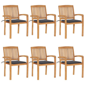 vidaXL 2x Solid Teak Wood Garden Chairs with Cushions Seating Multi Colors-12