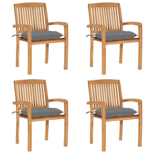 vidaXL 2/4/6/8x Solid Wood Teak Patio Chairs with Cushions Seat Multi Colors-40