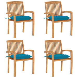 vidaXL 2/4/6/8x Solid Wood Teak Patio Chairs with Cushions Seat Multi Colors-18