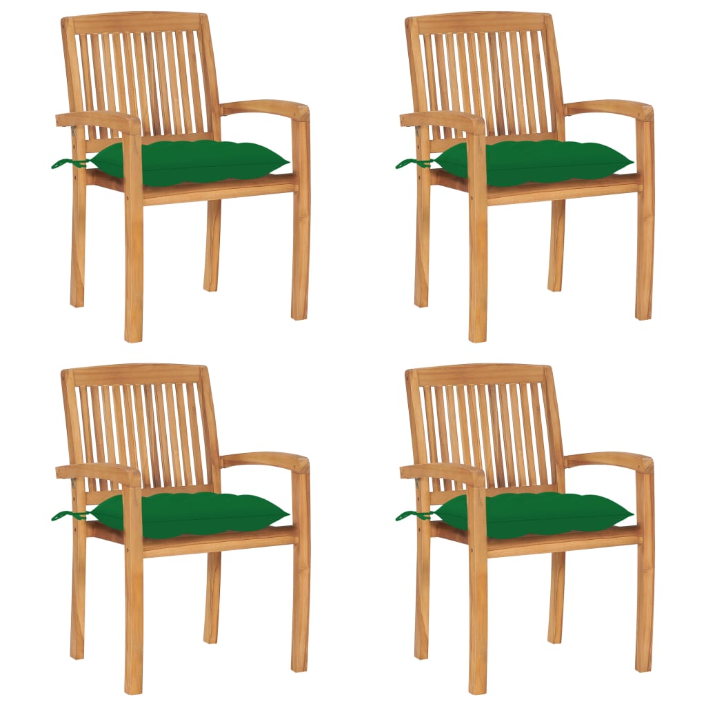 vidaXL 2/4/6/8x Solid Wood Teak Patio Chairs with Cushions Seat Multi Colors-44