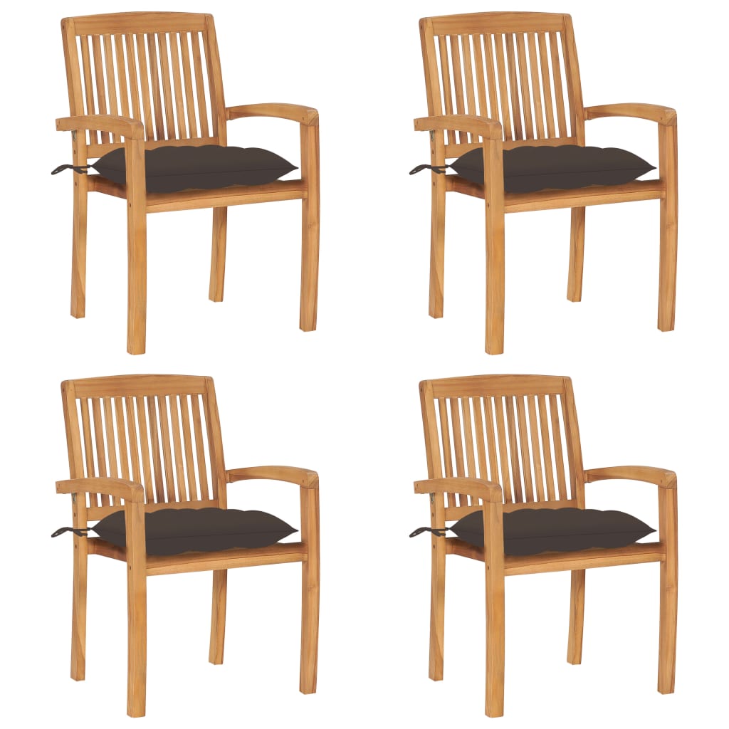 vidaXL 2/4/6/8x Solid Wood Teak Patio Chairs with Cushions Seat Multi Colors-54