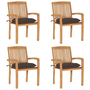 vidaXL 2/4/6/8x Solid Wood Teak Patio Chairs with Cushions Seat Multi Colors-54