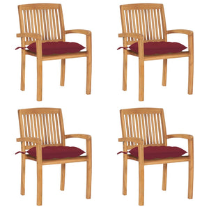 vidaXL 2/4/6/8x Solid Wood Teak Patio Chairs with Cushions Seat Multi Colors-56