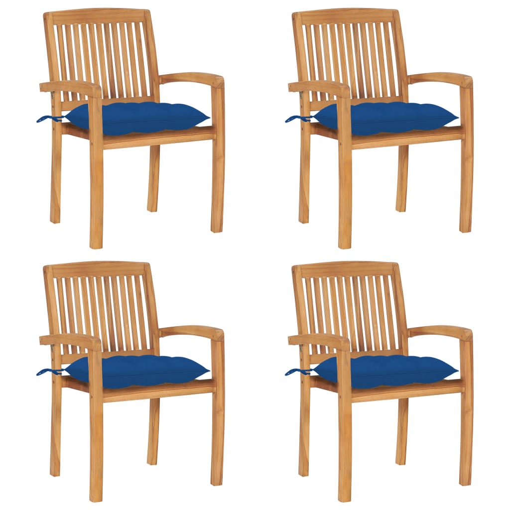 vidaXL 2/4/6/8x Solid Wood Teak Patio Chairs with Cushions Seat Multi Colors-58