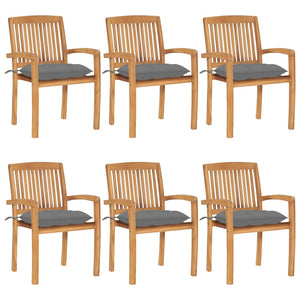 vidaXL 2/4/6/8x Solid Wood Teak Patio Chairs with Cushions Seat Multi Colors-48