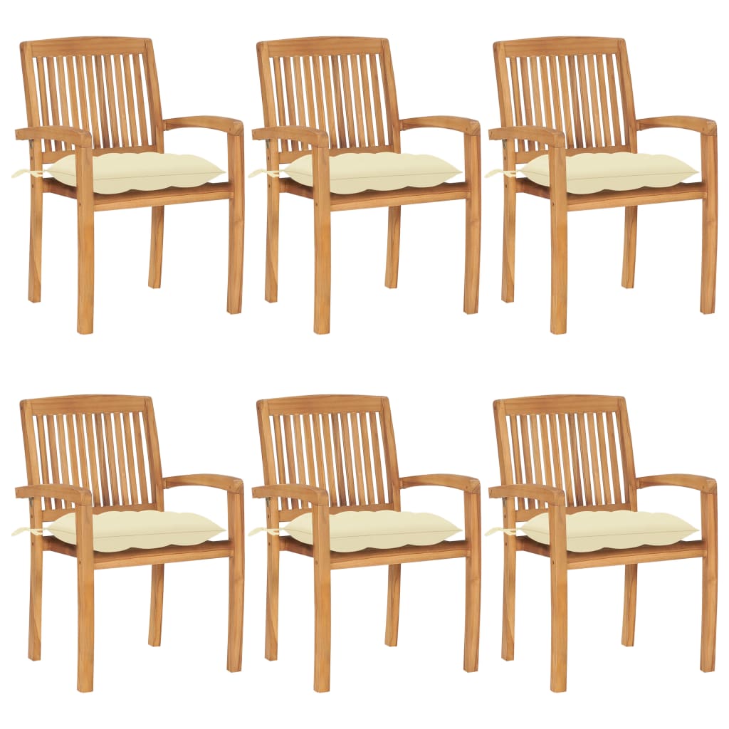 vidaXL 2/4/6/8x Solid Wood Teak Patio Chairs with Cushions Seat Multi Colors-0