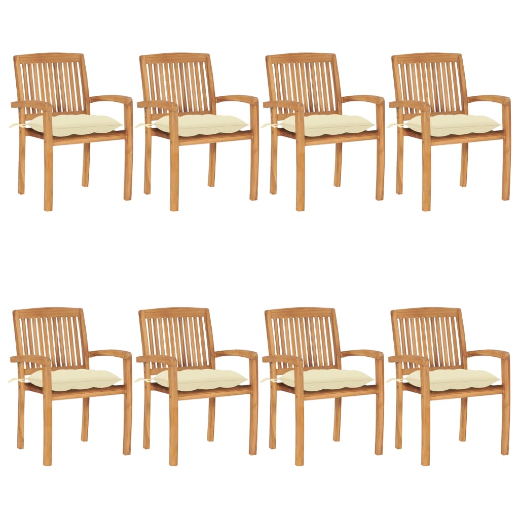 vidaXL 2/4/6/8x Solid Wood Teak Patio Chairs with Cushions Seat Multi Colors-8