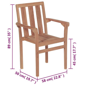 vidaXL 2/4/6/8x Solid Wood Teak Patio Chairs Garden Outdoor Furniture Seat-22