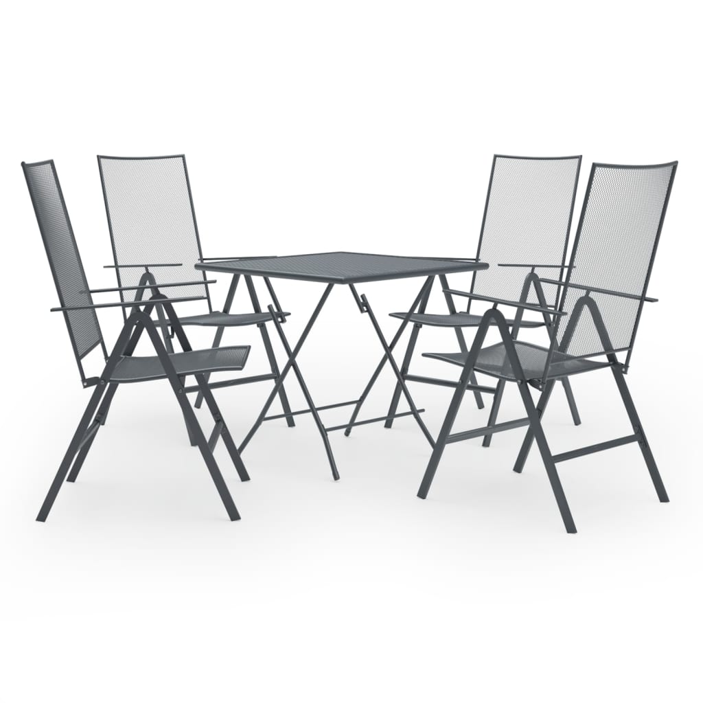 vidaXL Patio Dining Set Patio Mesh Dining Table and Chair Steel Anthracite-9
