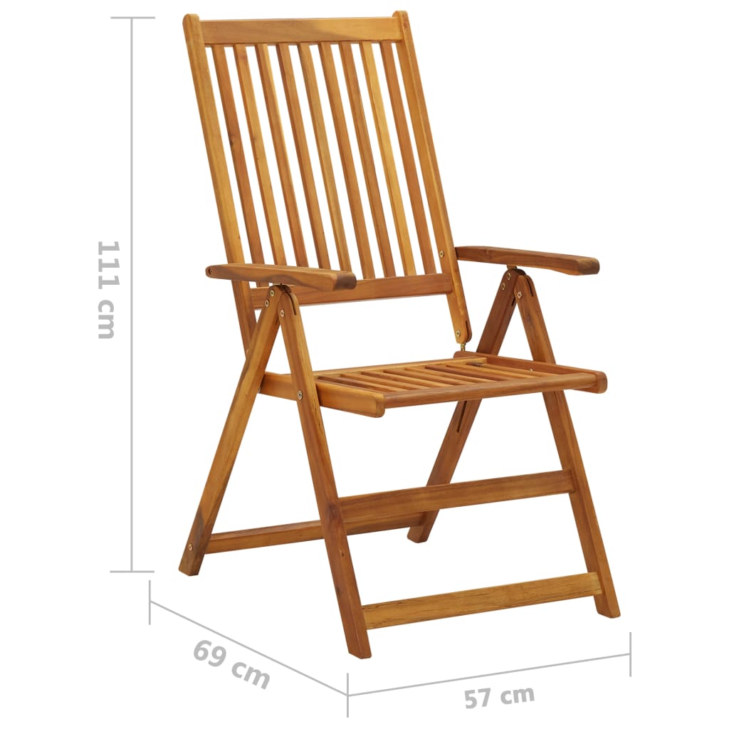 vidaXL Patio Folding Chairs Camping Garden Lawn Chair Solid Wood Acacia Brown-11