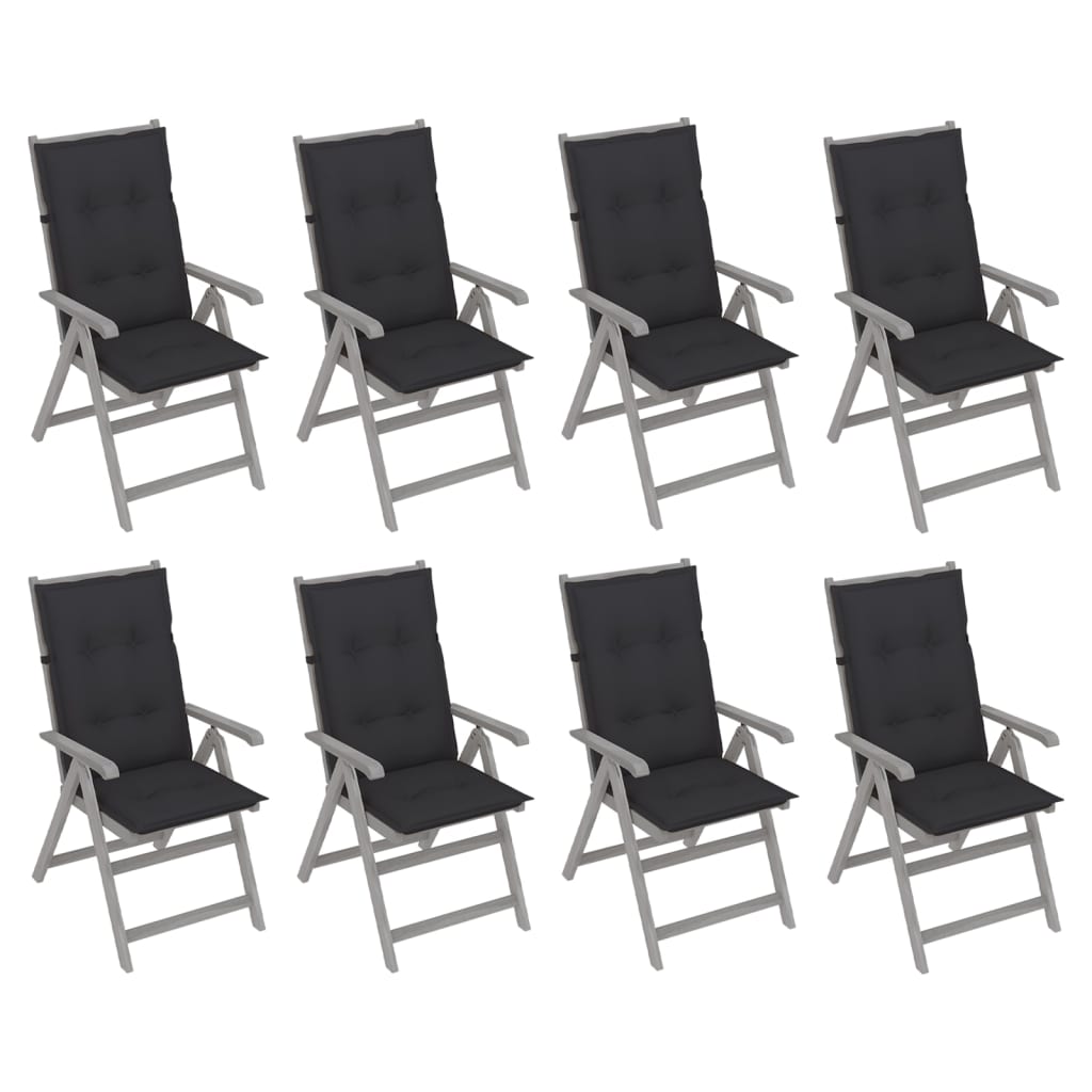 vidaXL Outdoor Recliner Chairs Patio Chair with Cushions Solid Wood Acacia-63