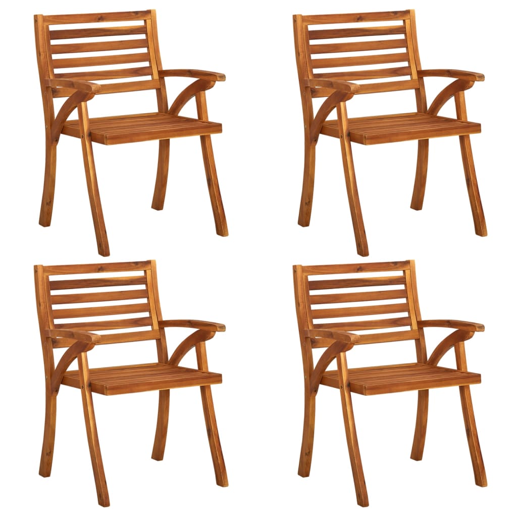 vidaXL Patio Chairs Outdoor Patio Dining Chair with Armrest Solid Wood Acacia-3