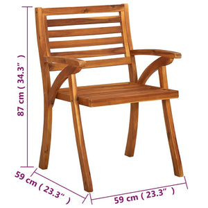 vidaXL Patio Chairs Outdoor Patio Dining Chair with Armrest Solid Wood Acacia-20