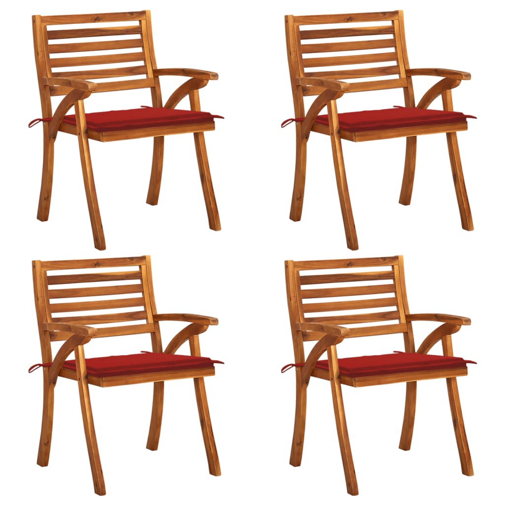 vidaXL Patio Dining Chairs Outdoor Patio Chair with Cushions Solid Wood Acacia-54