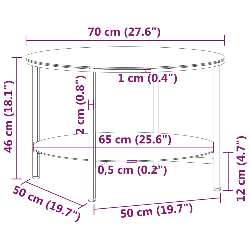 vidaXL Tea Table Accent Coffee Side End Table and Transparent Tempered Glass-13