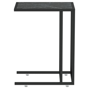 vidaXL Computer Side Table Accent C Shaped End Table Marble Tempered Glass-4