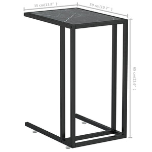 vidaXL Computer Side Table Accent C Shaped End Table Marble Tempered Glass-13