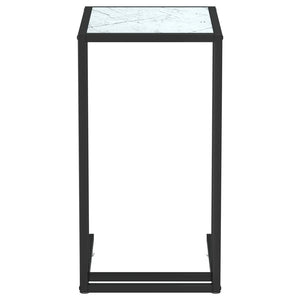 vidaXL Computer Side Table Accent C Shaped End Table Marble Tempered Glass-17