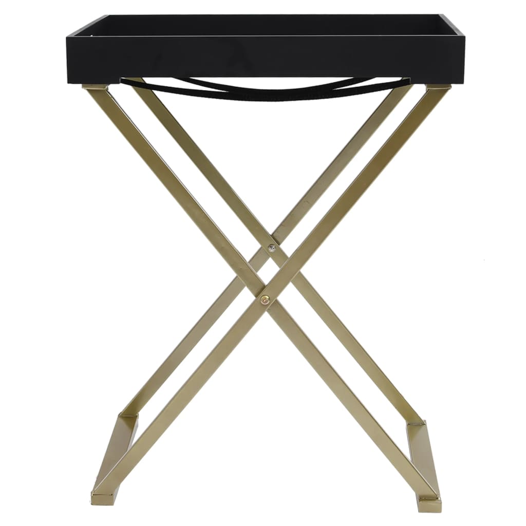 vidaXL Folding Table Accent Foldable End Table with Iron Frame Gold and MDF-2