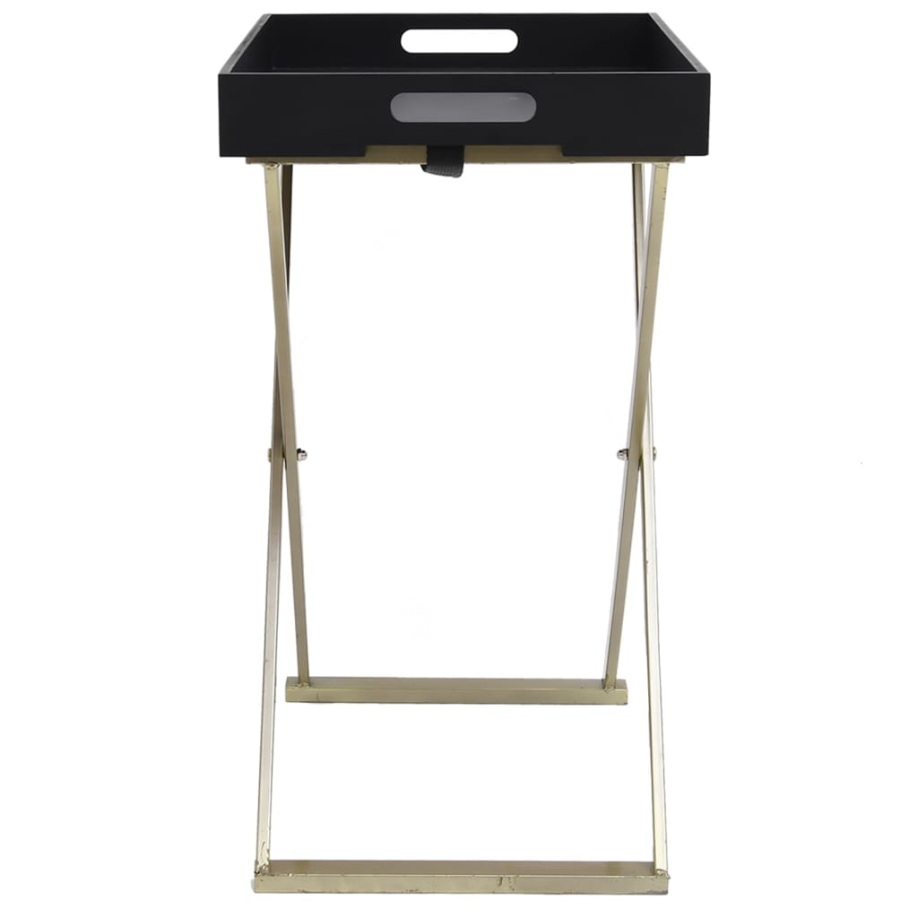 vidaXL Folding Table Accent Foldable End Table with Iron Frame Gold and MDF-4