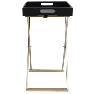 vidaXL Folding Table Accent Foldable End Table with Iron Frame Gold and MDF-4