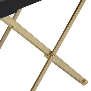 vidaXL Folding Table Accent Foldable End Table with Iron Frame Gold and MDF-10