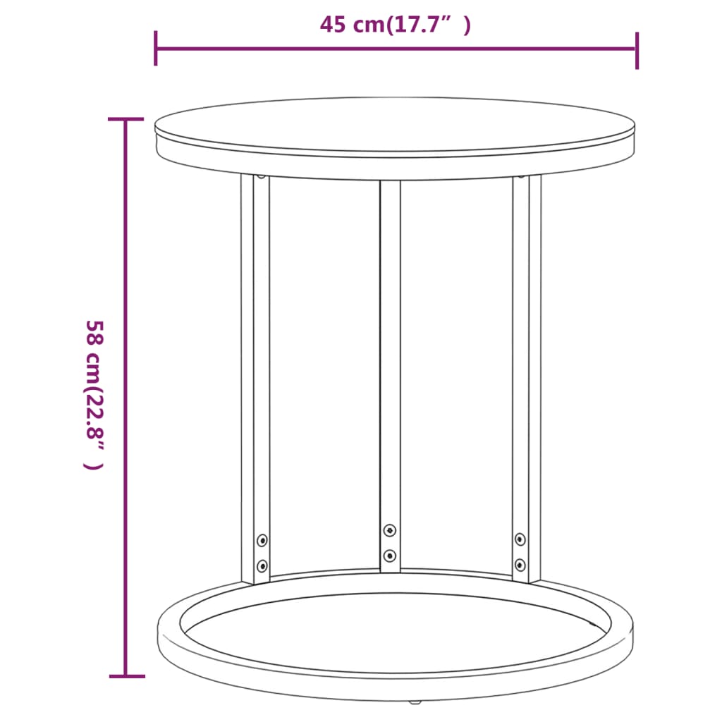 vidaXL Side Table Accent Round Coffee Table Furniture Marble Tempered Glass-0