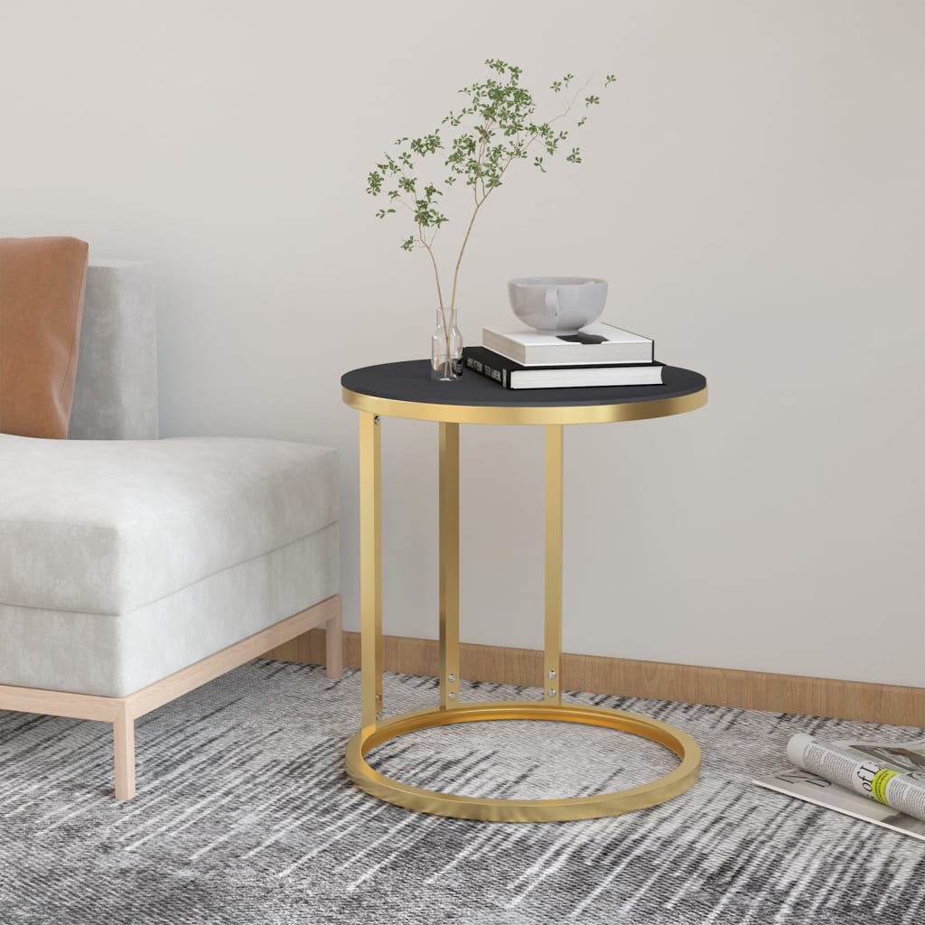 vidaXL Side Table Accent Round Coffee Table Furniture Marble Tempered Glass-7