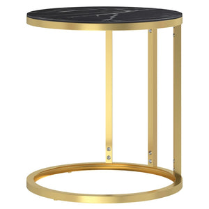 vidaXL Side Table Accent Round Coffee Table Furniture Marble Tempered Glass-26