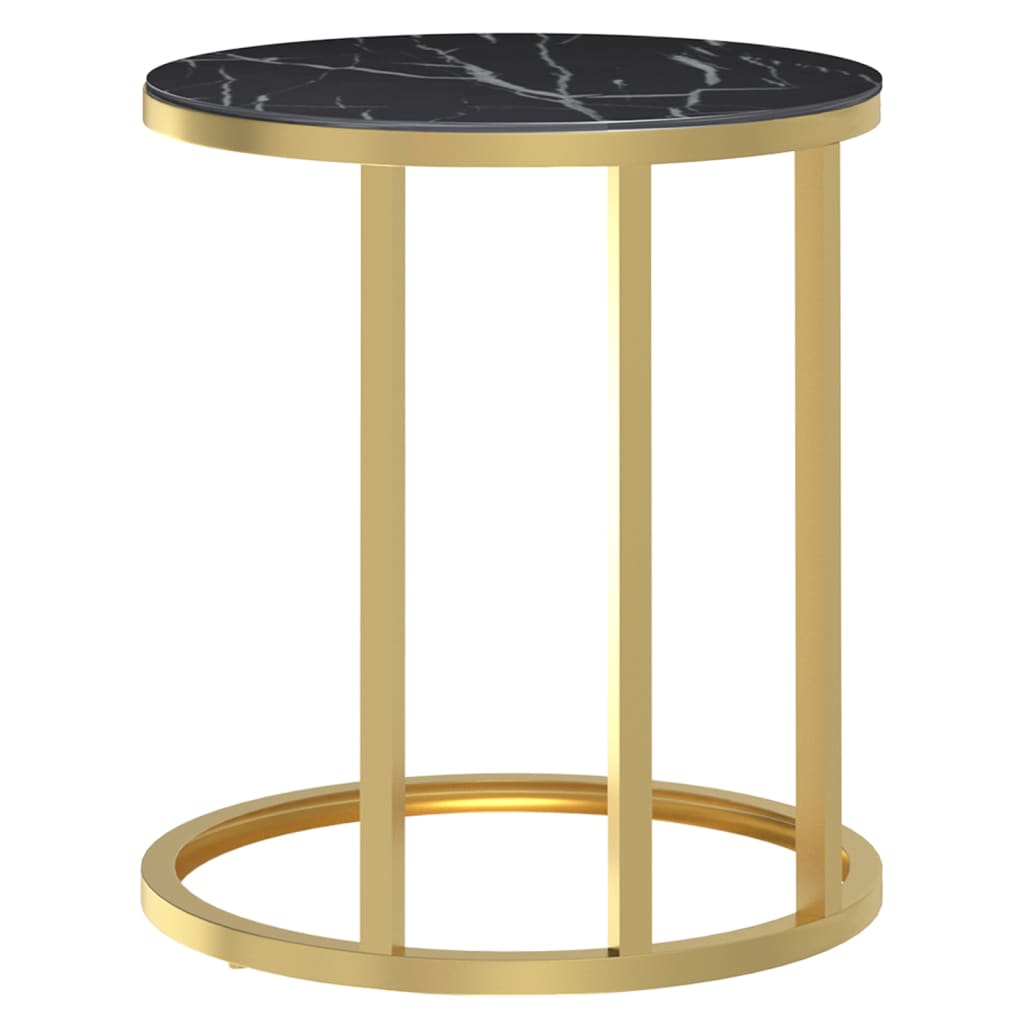 vidaXL Side Table Accent Round Coffee Table Furniture Marble Tempered Glass-2