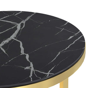 vidaXL Side Table Accent Round Coffee Table Furniture Marble Tempered Glass-8