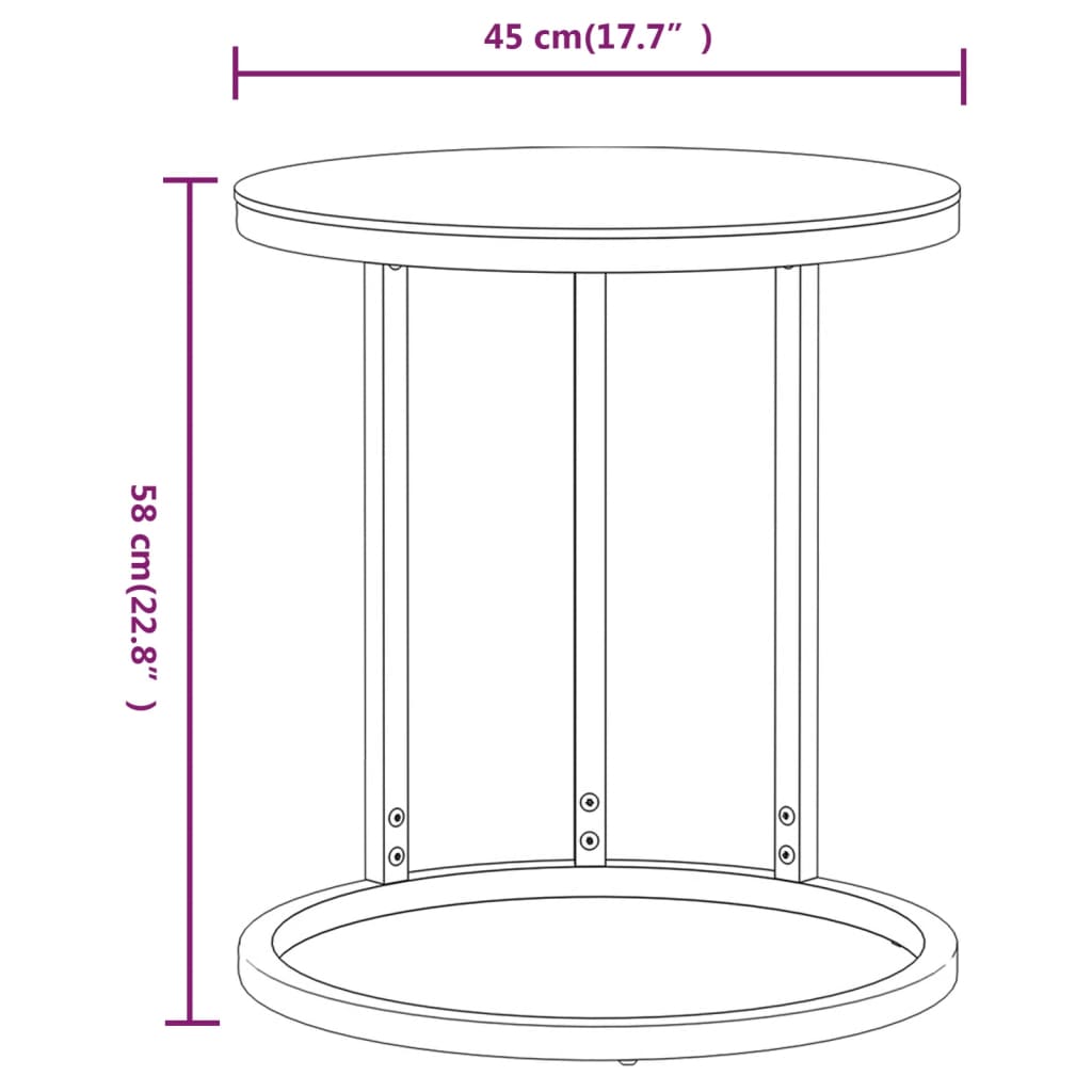 vidaXL Side Table Accent Round Coffee Table Furniture Marble Tempered Glass-11