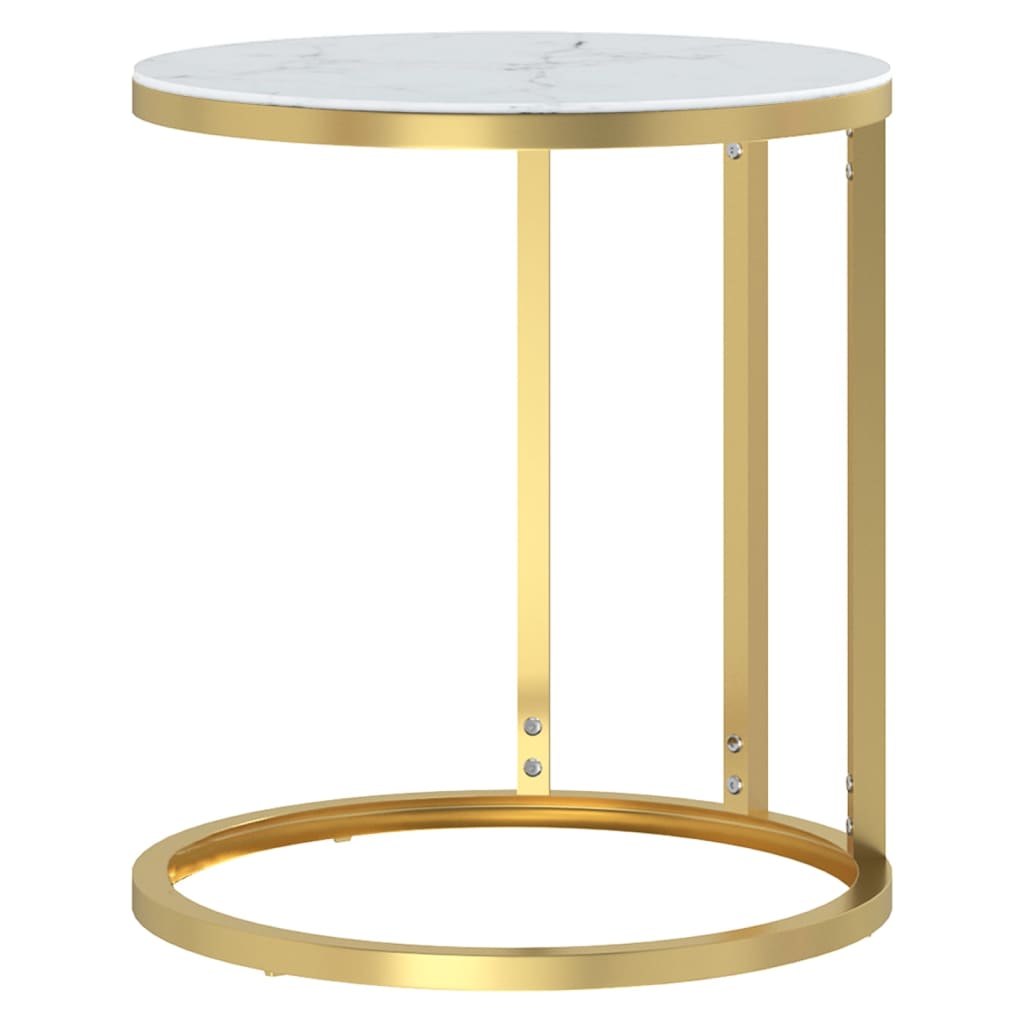 vidaXL Side Table Accent Round Coffee Table Furniture Marble Tempered Glass-9