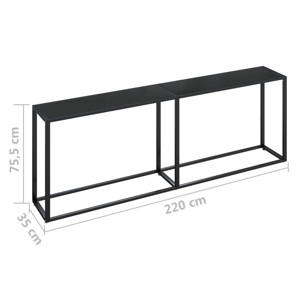 vidaXL Console Table Accent Side Table with Steel Frame Black Tempered Glass-24