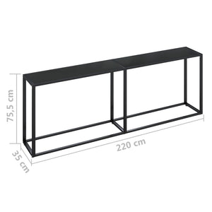 vidaXL Console Table Accent Side Table with Steel Frame Black Tempered Glass-40