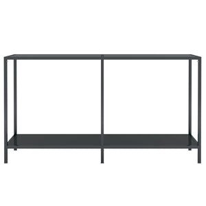 vidaXL Console Table Accent Side Table with Steel Frame Black Tempered Glass-2