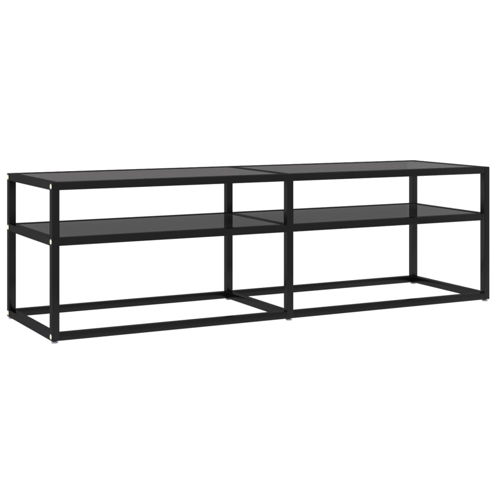 vidaXL TV Stand Entertainment Center TV Console Unit Black Tempered Glass-34