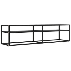 vidaXL TV Stand Entertainment Center TV Console Unit Black Tempered Glass-9