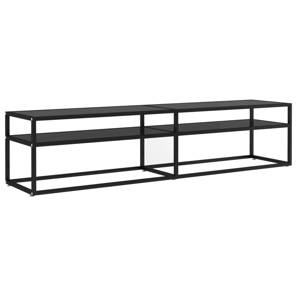 vidaXL TV Stand Entertainment Center TV Console Unit Black Tempered Glass-0