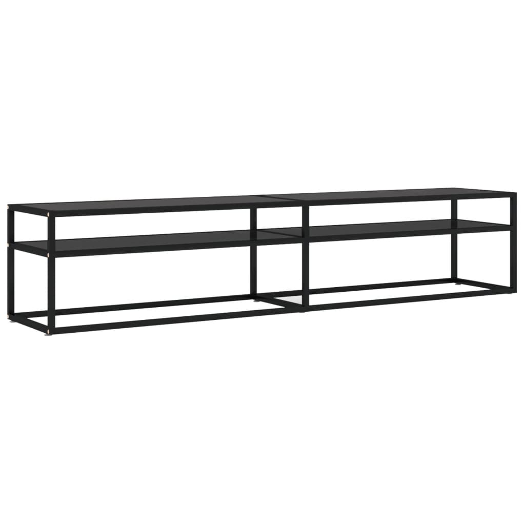 vidaXL TV Stand Entertainment Center TV Console Unit Black Tempered Glass-22