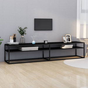 vidaXL TV Stand Entertainment Center TV Console Unit Black Tempered Glass-26