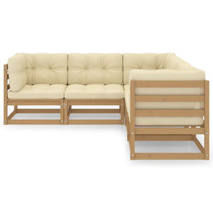 vidaXL Patio Furniture Set 5 Piece Outdoor Sectional Sofa Solid Wood Pine-35