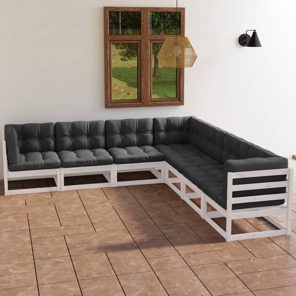 vidaXL Patio Lounge Set Outdoor Sofas with Cushions Poly Rattan Dark Grey-8