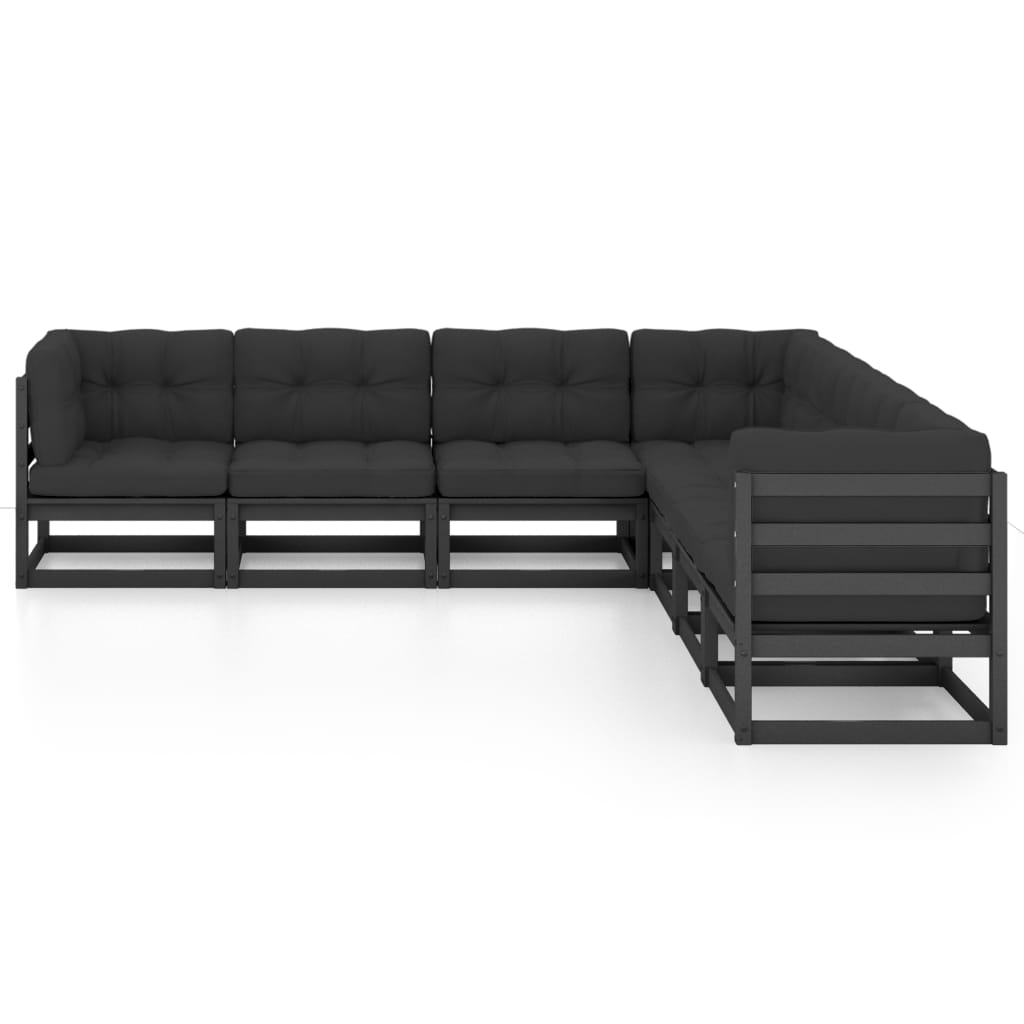vidaXL Patio Lounge Set Outdoor Sofas with Cushions Poly Rattan Dark Grey-26