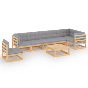 vidaXL 8 Piece Patio Lounge Set with Cushions Solid Wood Pine-10