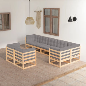 vidaXL 8 Piece Patio Lounge Set with Cushions Solid Pinewood-12