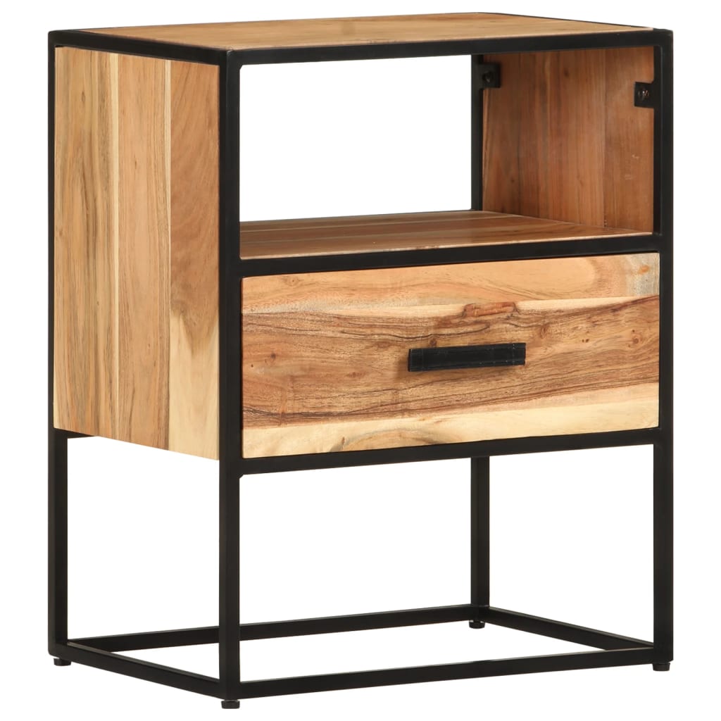 vidaXL Nightstand Storage Bedside Table for Home Bedroom Solid Wood Acacia-23