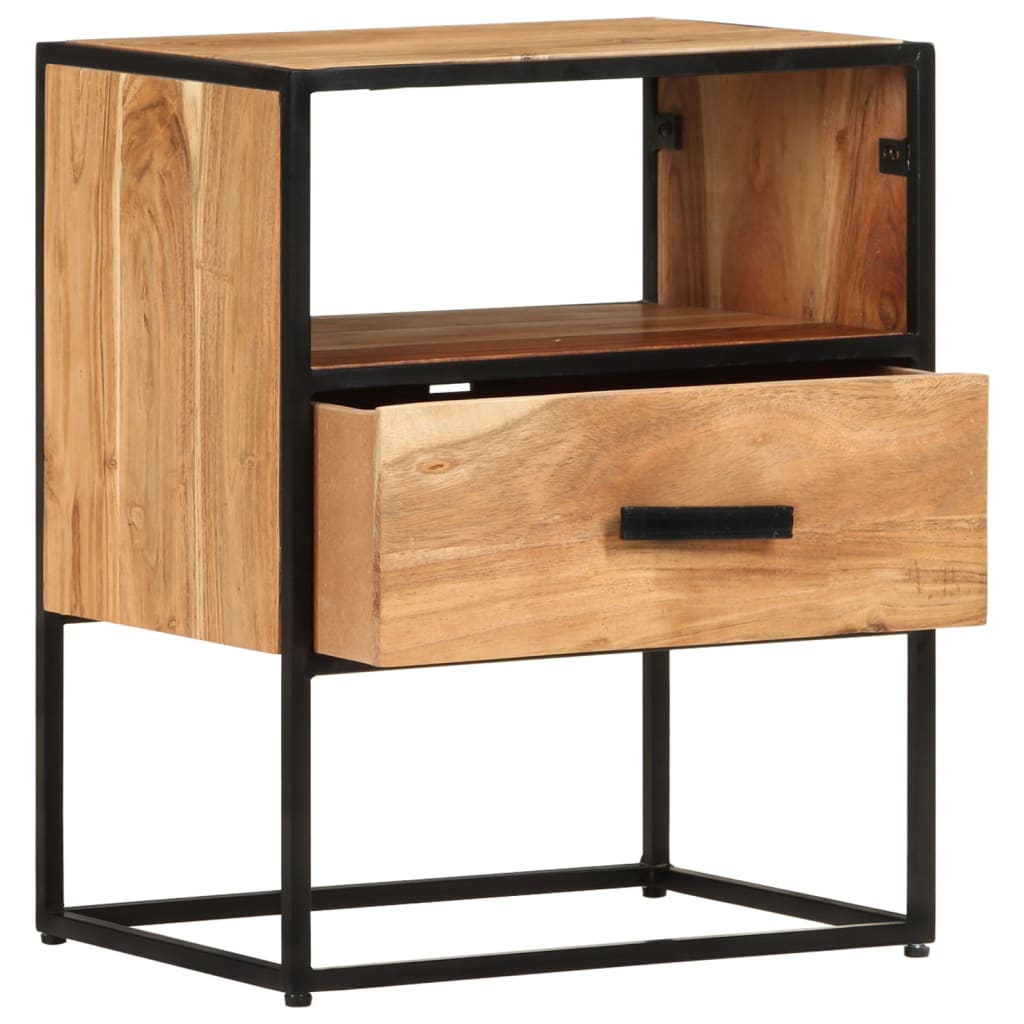 vidaXL Nightstand Storage Bedside Table for Home Bedroom Solid Wood Acacia-18
