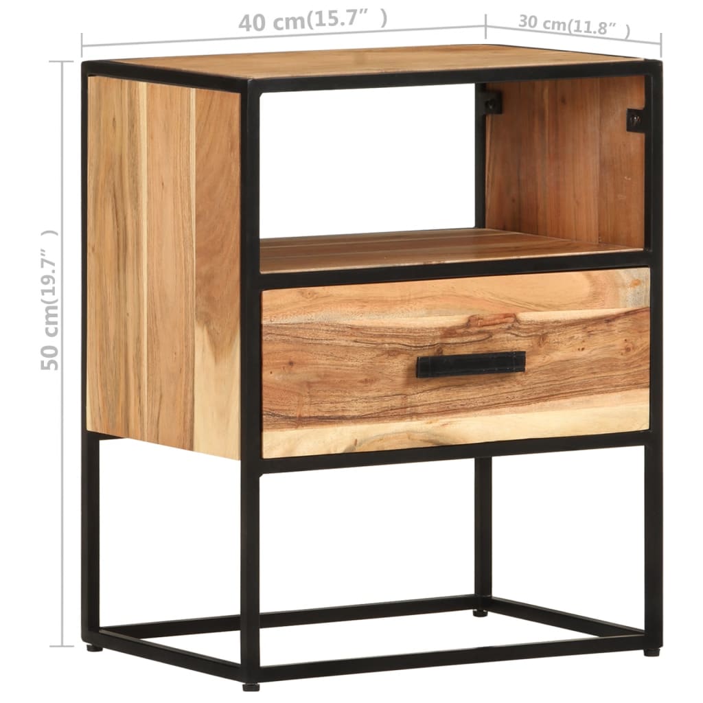 vidaXL Nightstand Storage Bedside Table for Home Bedroom Solid Wood Acacia-30