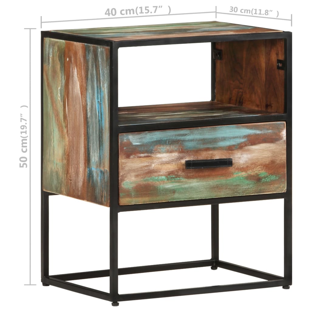 vidaXL Nightstand Storage Bedside Table for Home Bedroom Solid Wood Acacia-14